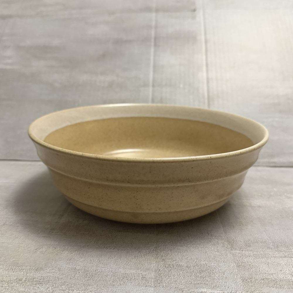 Mikasa Homespun Sea Sand 8" Round Vegetable Serving Bowl Stoneware Tan White